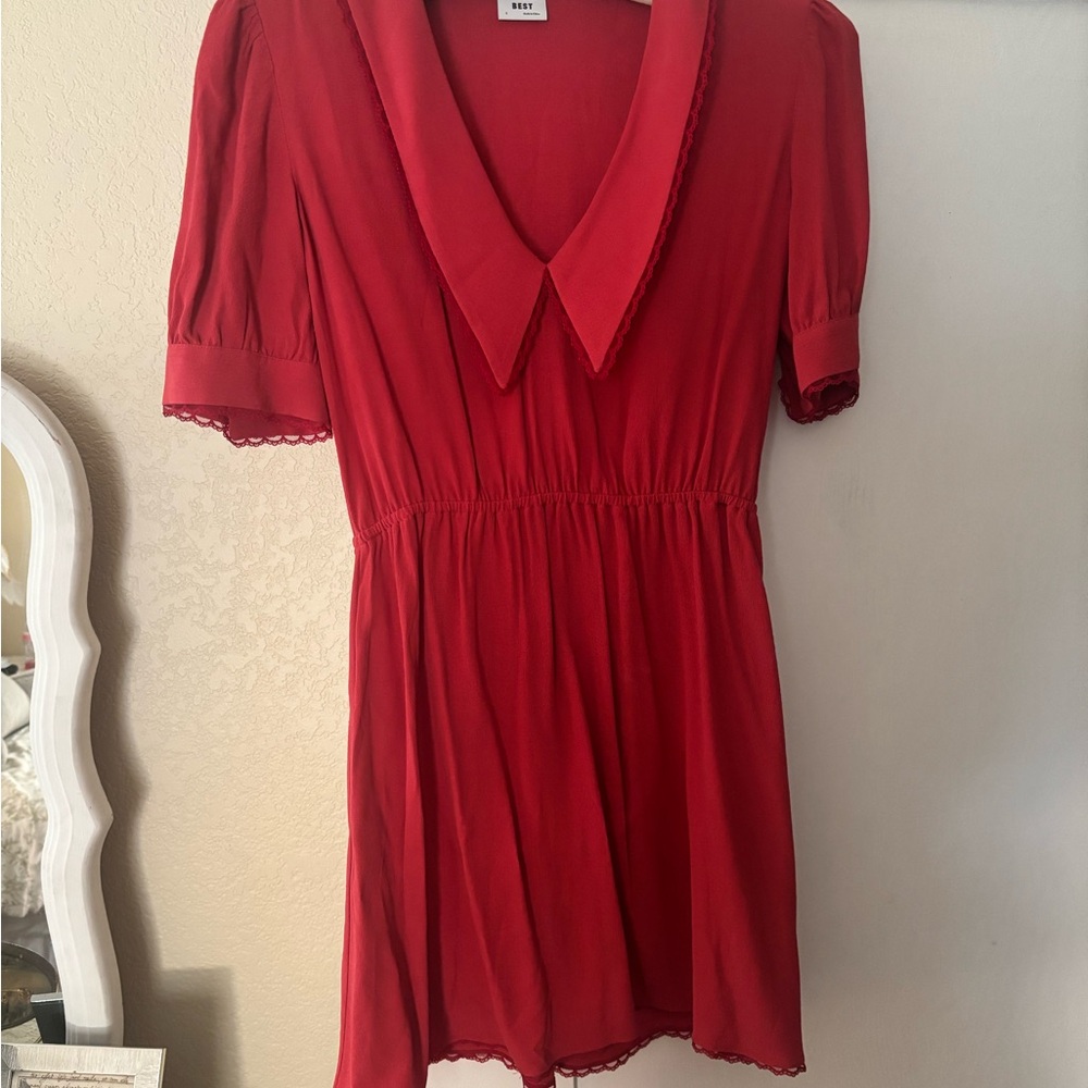 Aritzia Sunday Best Aki Dress - Peter Pan Collar in Watermelon 🍉